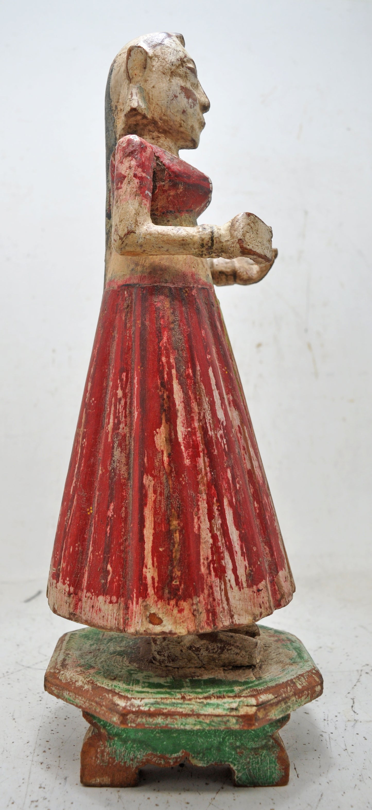 Antique Wooden Goddess Gangaur Idol Figurine Original Old Hand Carved Painted