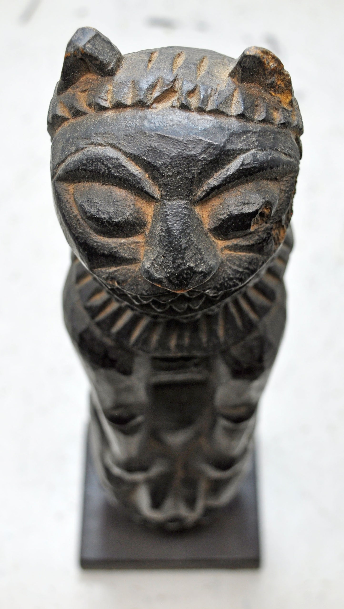 Antique Wooden Tribal Lion Figurine Original Old Very Fine Hand Carved