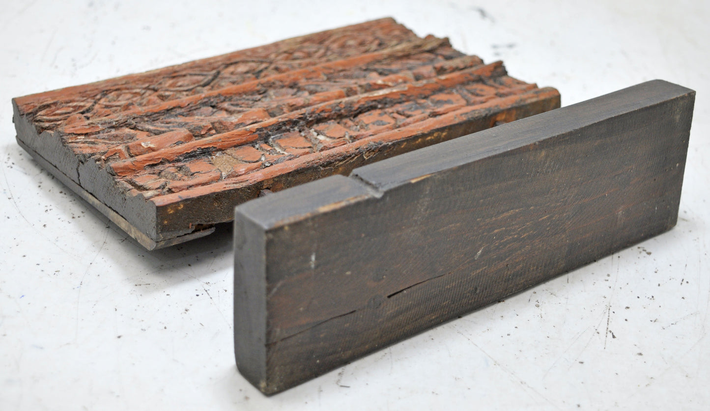 Antique Wooden Floral Carving Panel Plaque Original Old Fine Hand Carved