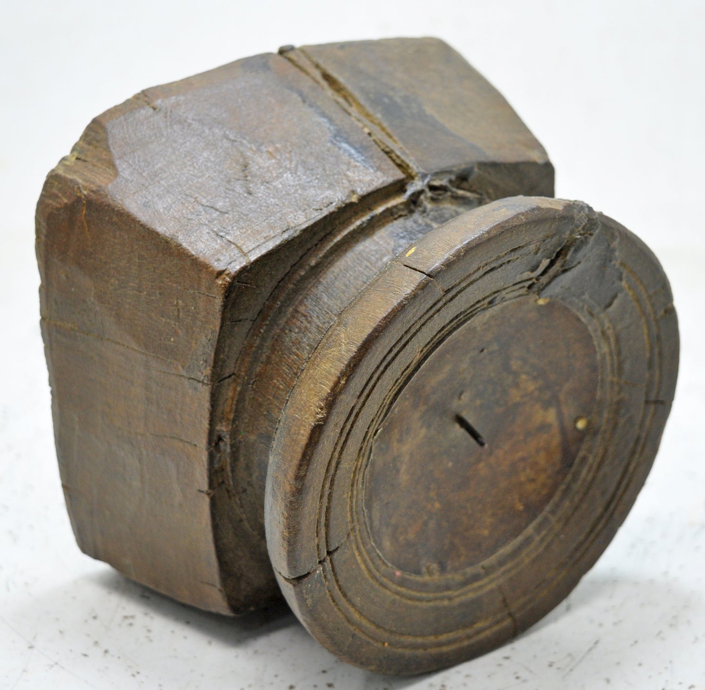 Antique Wooden Agricultural Seed Holder Bijni Candle Holder Original Old Hand Carved