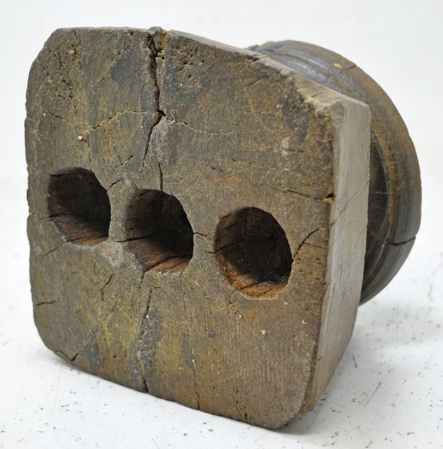 Antique Wooden Agricultural Seed Holder Bijni Candle Holder Original Old Hand Carved