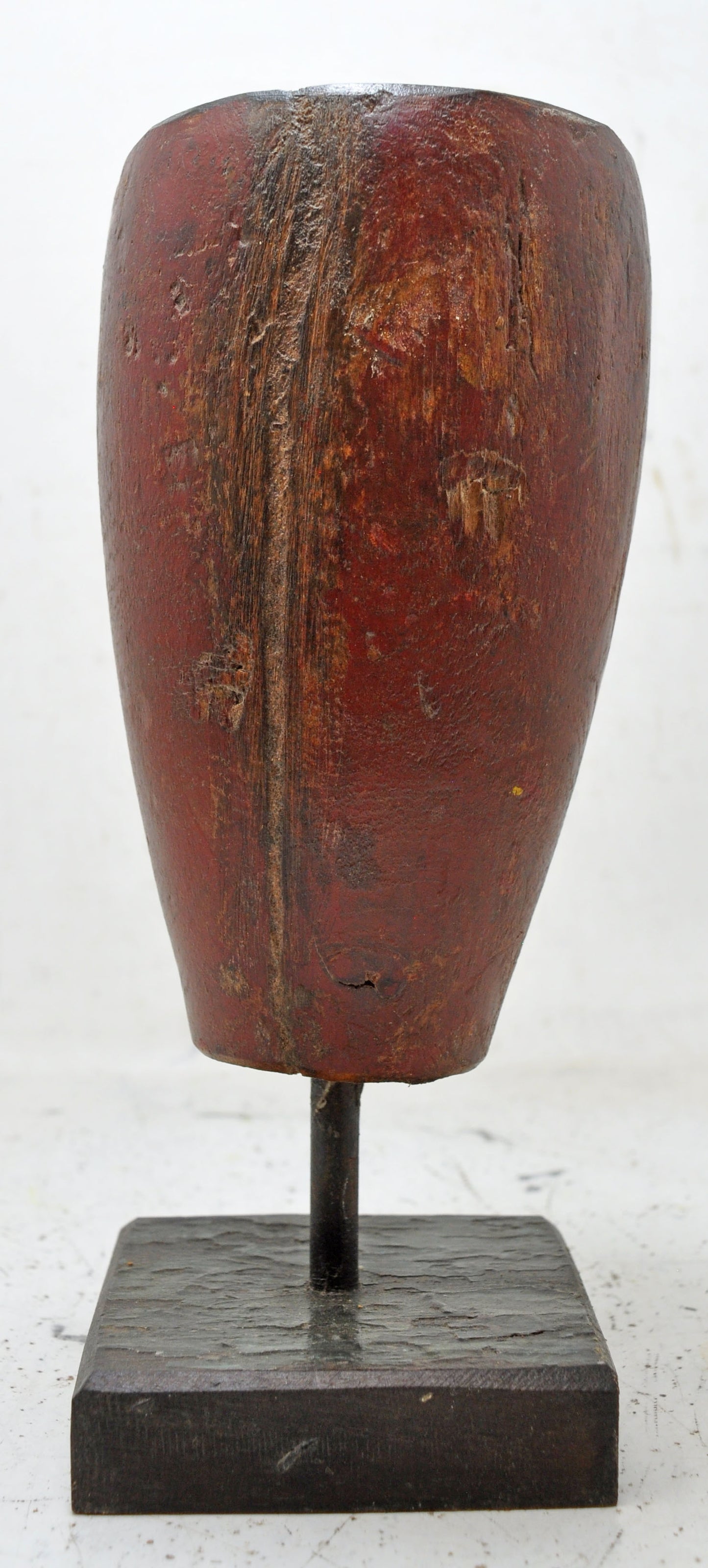Antique Wooden Round Candle Holder Original Old Hand Carved