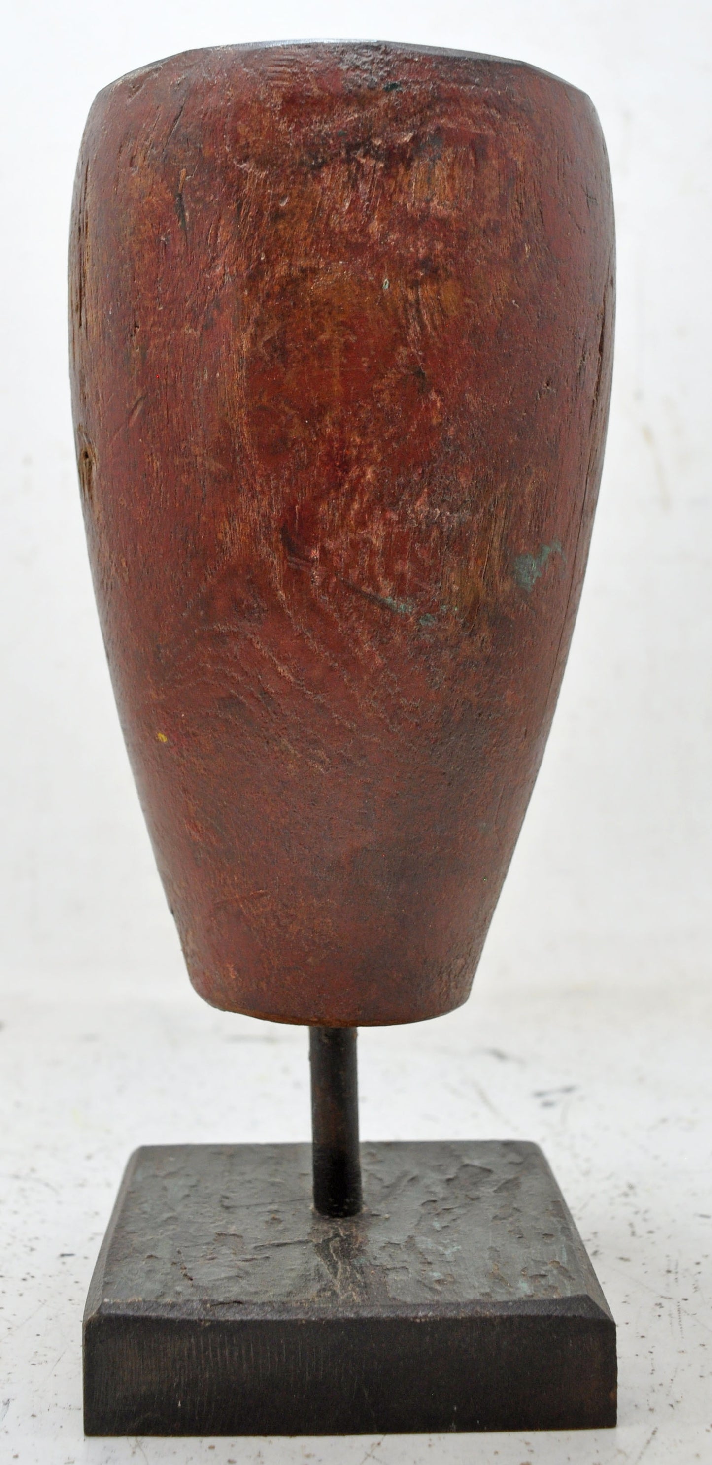 Antique Wooden Round Candle Holder Original Old Hand Carved