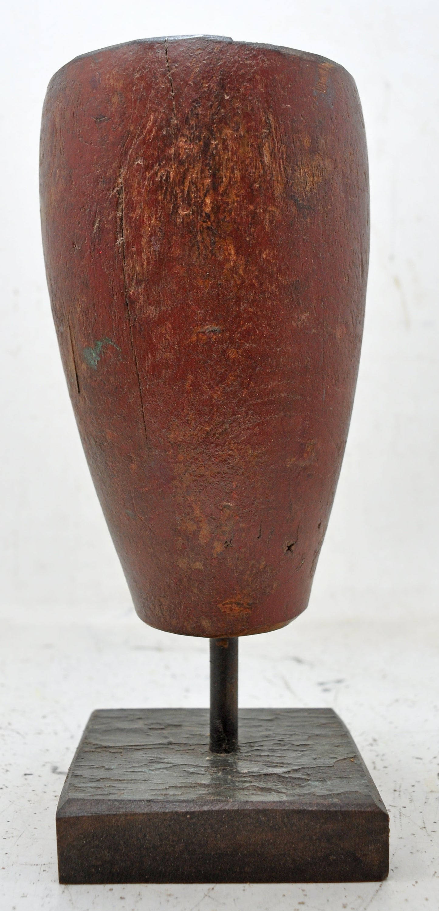 Antique Wooden Round Candle Holder Original Old Hand Carved