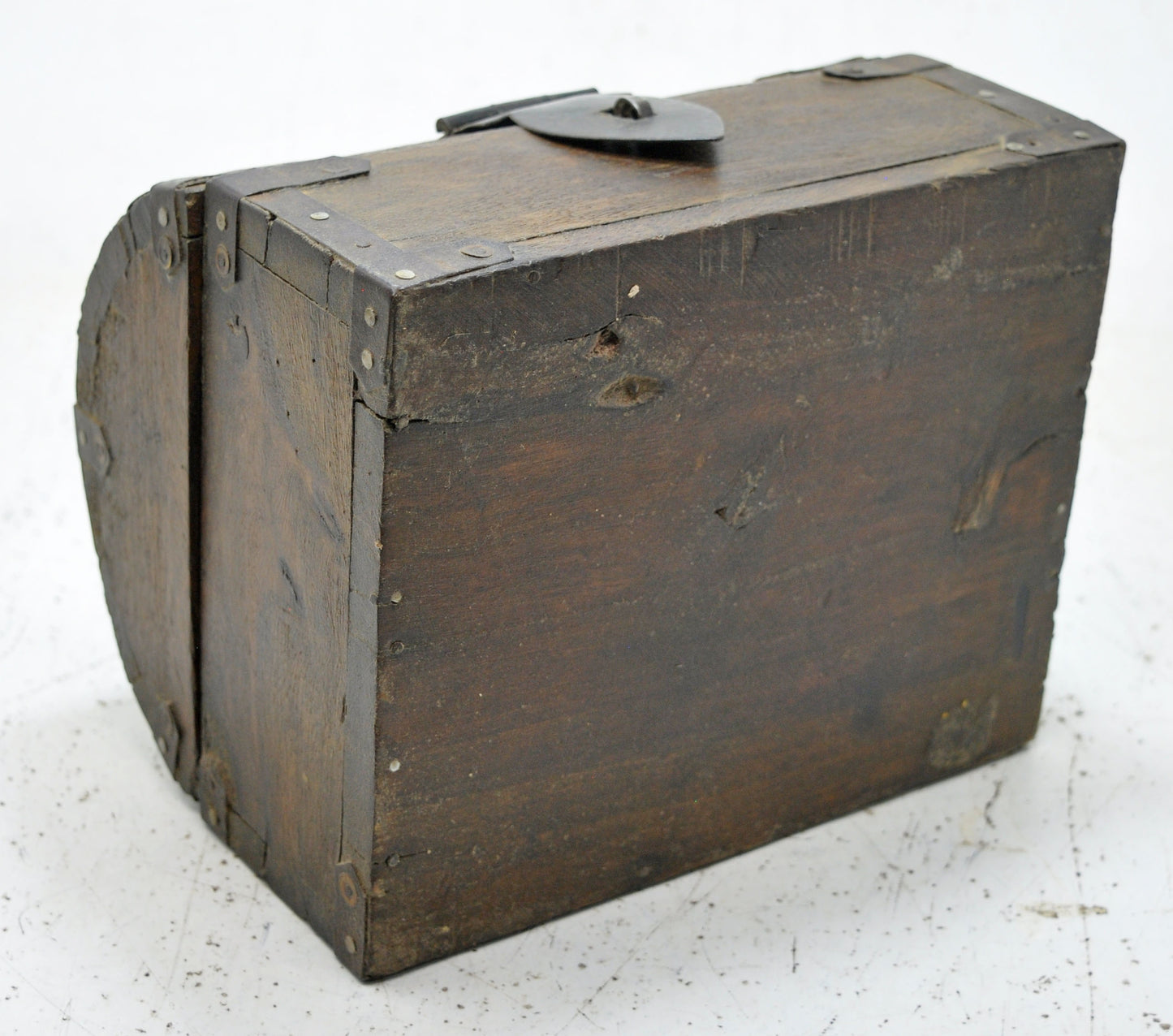 Antique Wooden Half Round Top Storage Box Original Old Hand Crafted