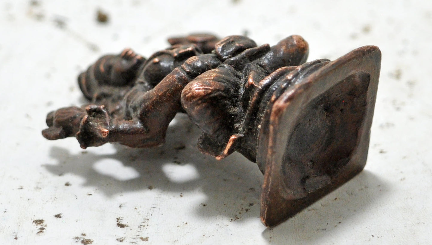 Antique Copper God Vishnu Idol Figurine Original Old Hand Crafted Engraved