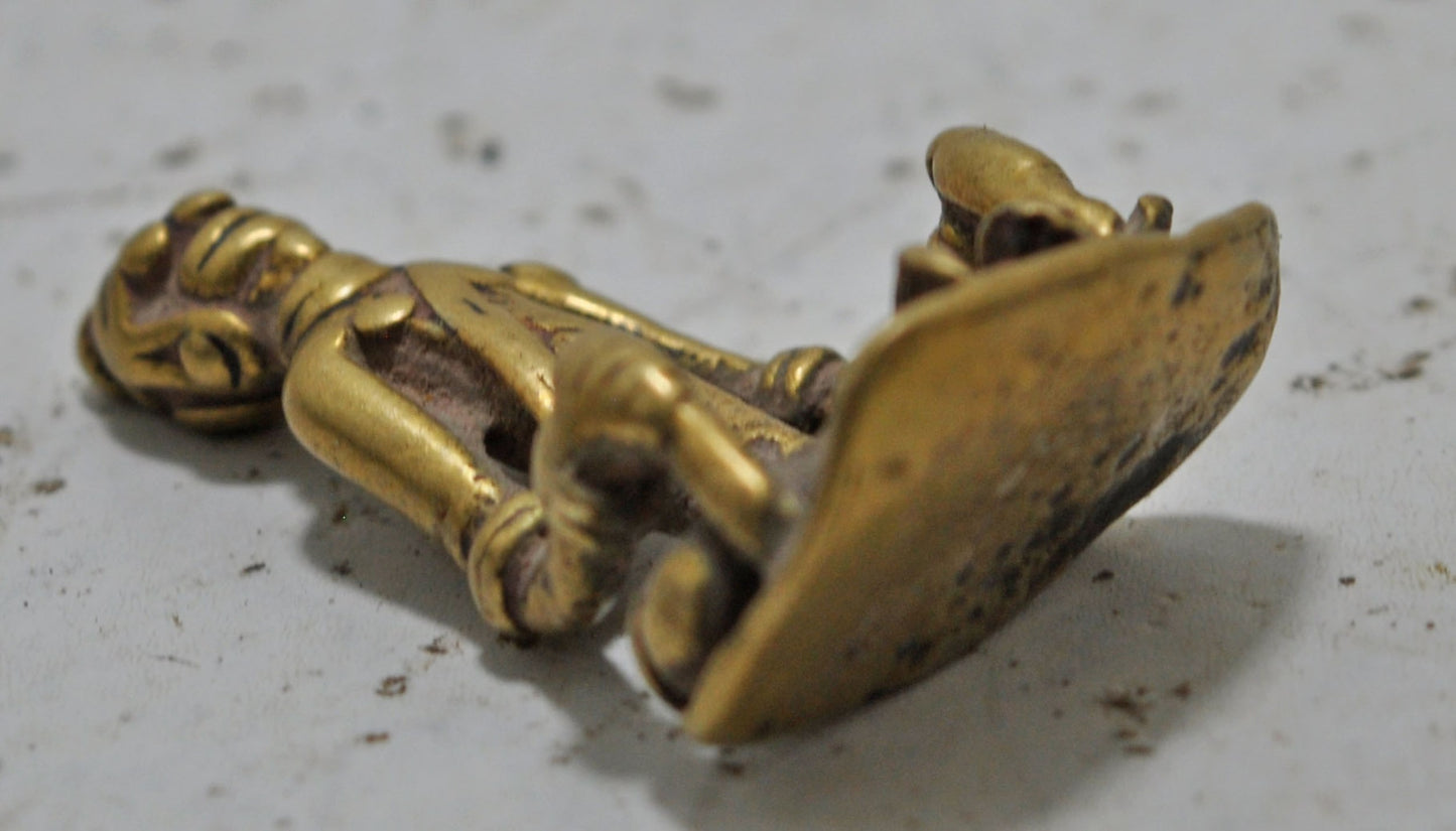 Antique Brass Tribal God Figurine Original Old Hand Crafted Engraved