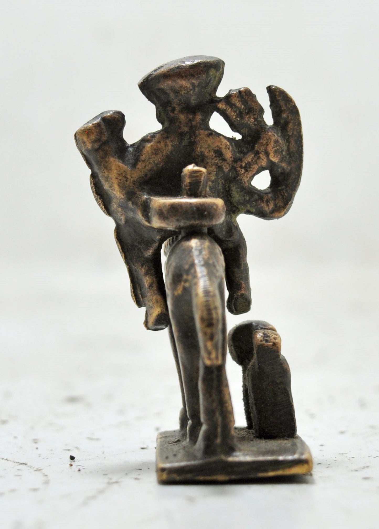Antique Brass Tribal Horse on Rider Figurine Original Old Hand Crafted Engraved