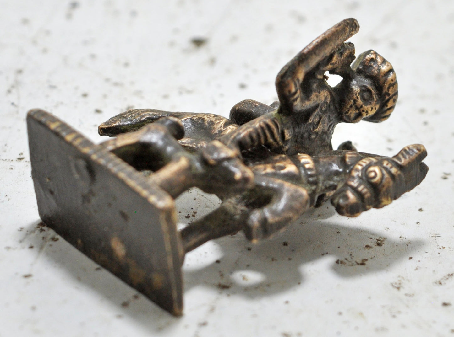 Antique Brass Tribal Horse on Rider Figurine Original Old Hand Crafted Engraved