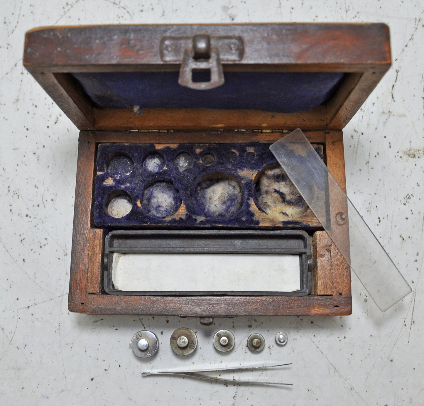 Vintage Wooden Jewellery Maker's Weights Box Original Old Hand Crafted