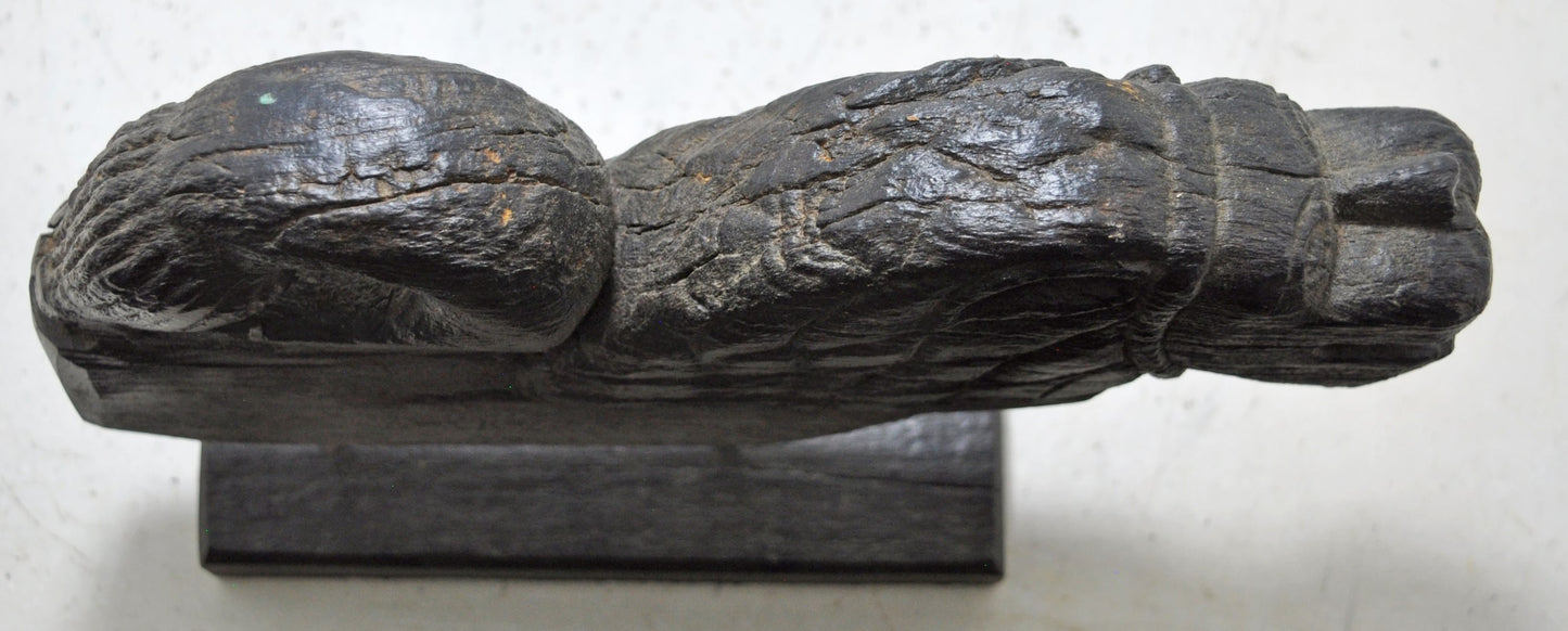Antique Wooden Lion Figurine on Stand Original Old Hand Carved