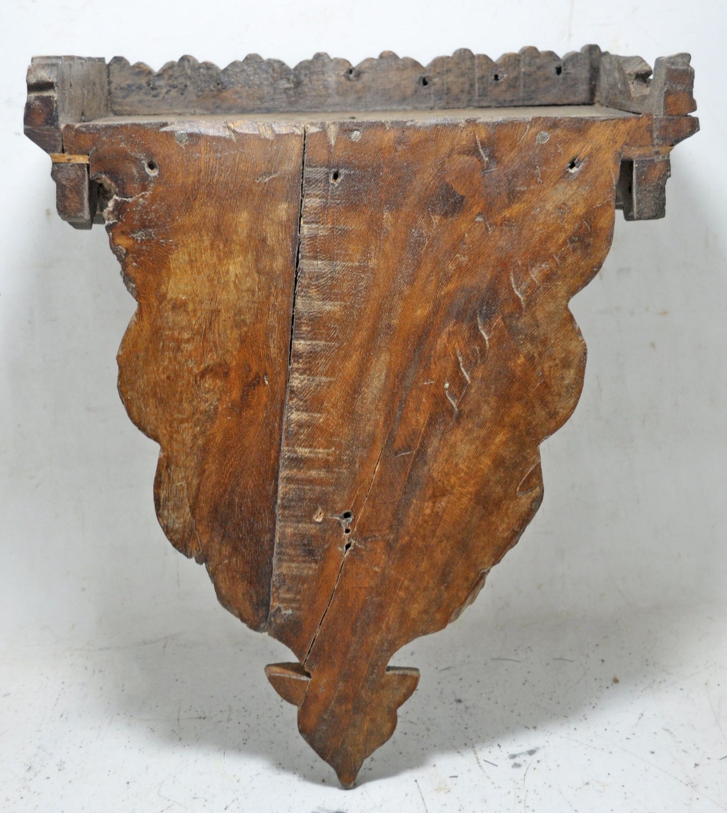 Vintage Wooden Wall Hanging Small Shelf Original Old Hand Crafted Carved