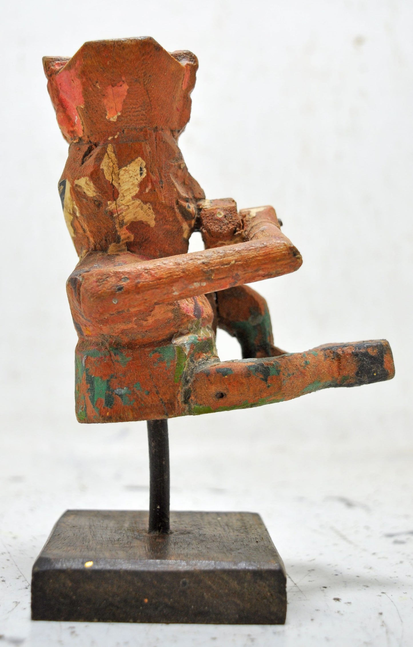 Vintage Wooden Musician Man Figurine Original Old Hand Carved Polychrome
