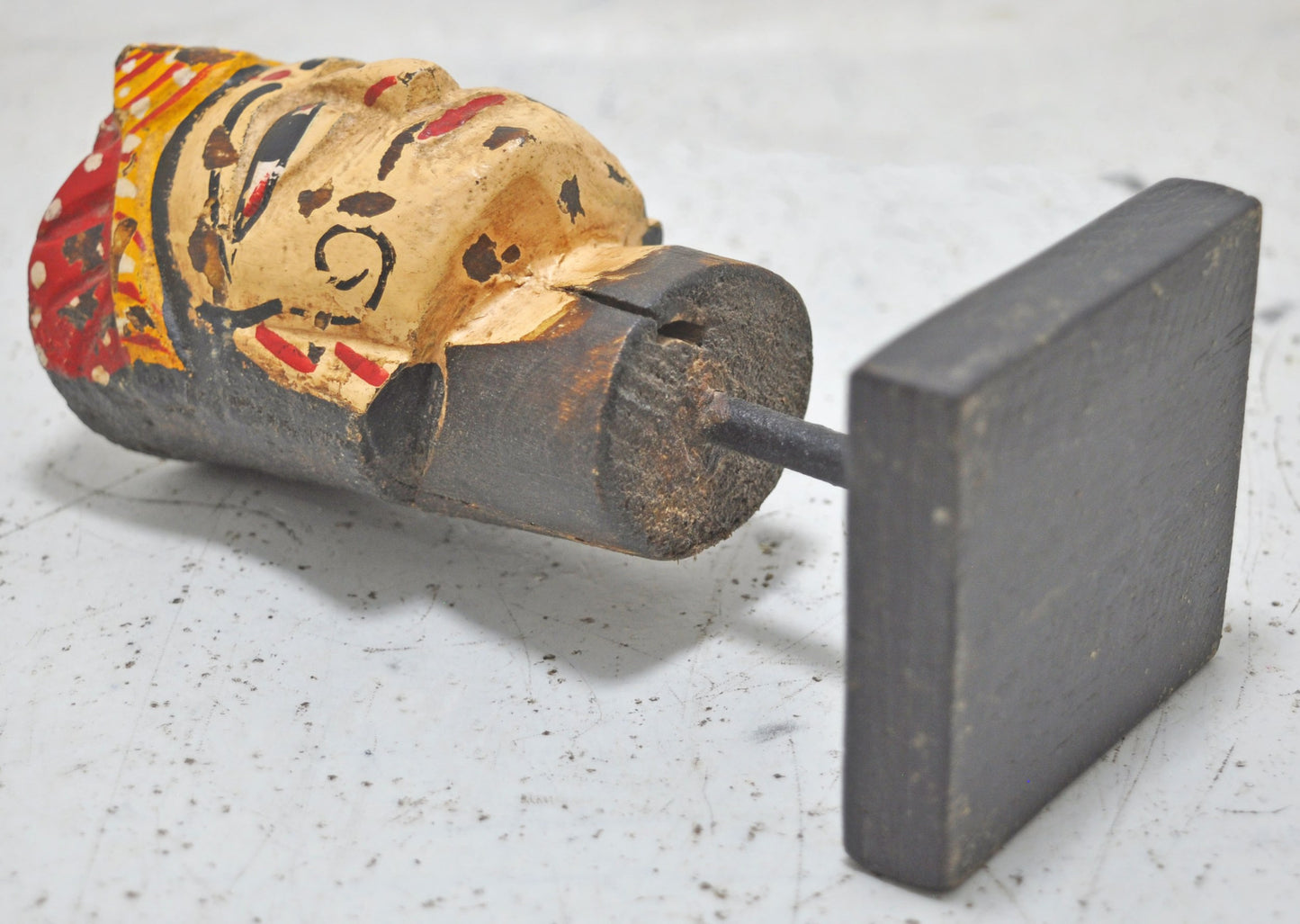 Vintage Wooden Puppet Head Face Bust Original Old Hand Carved Painted