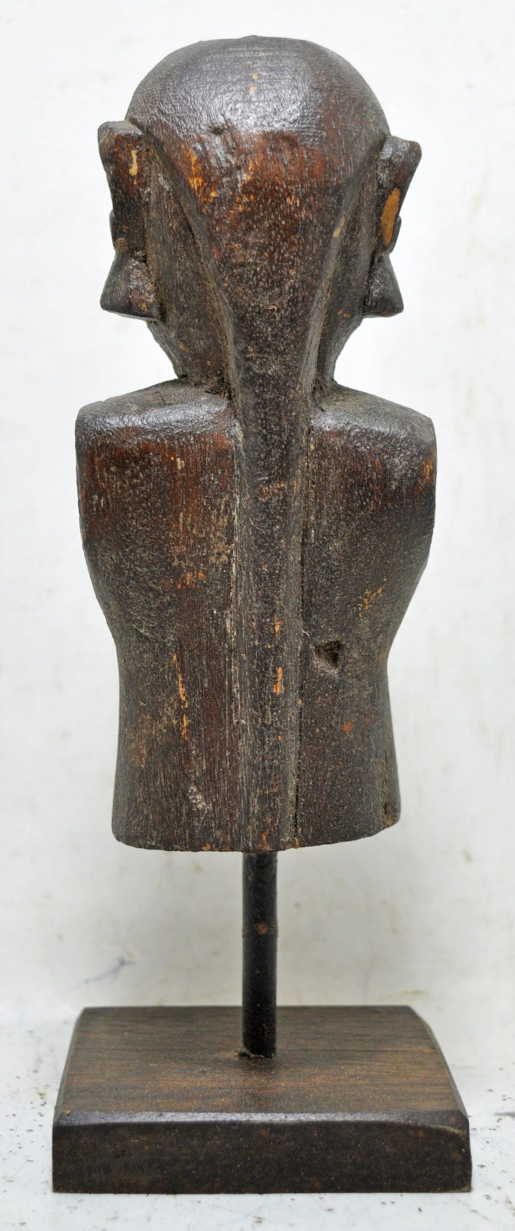 Antique Wooden Lady Woman Figurine on Stand Original old Fine Hand Carved