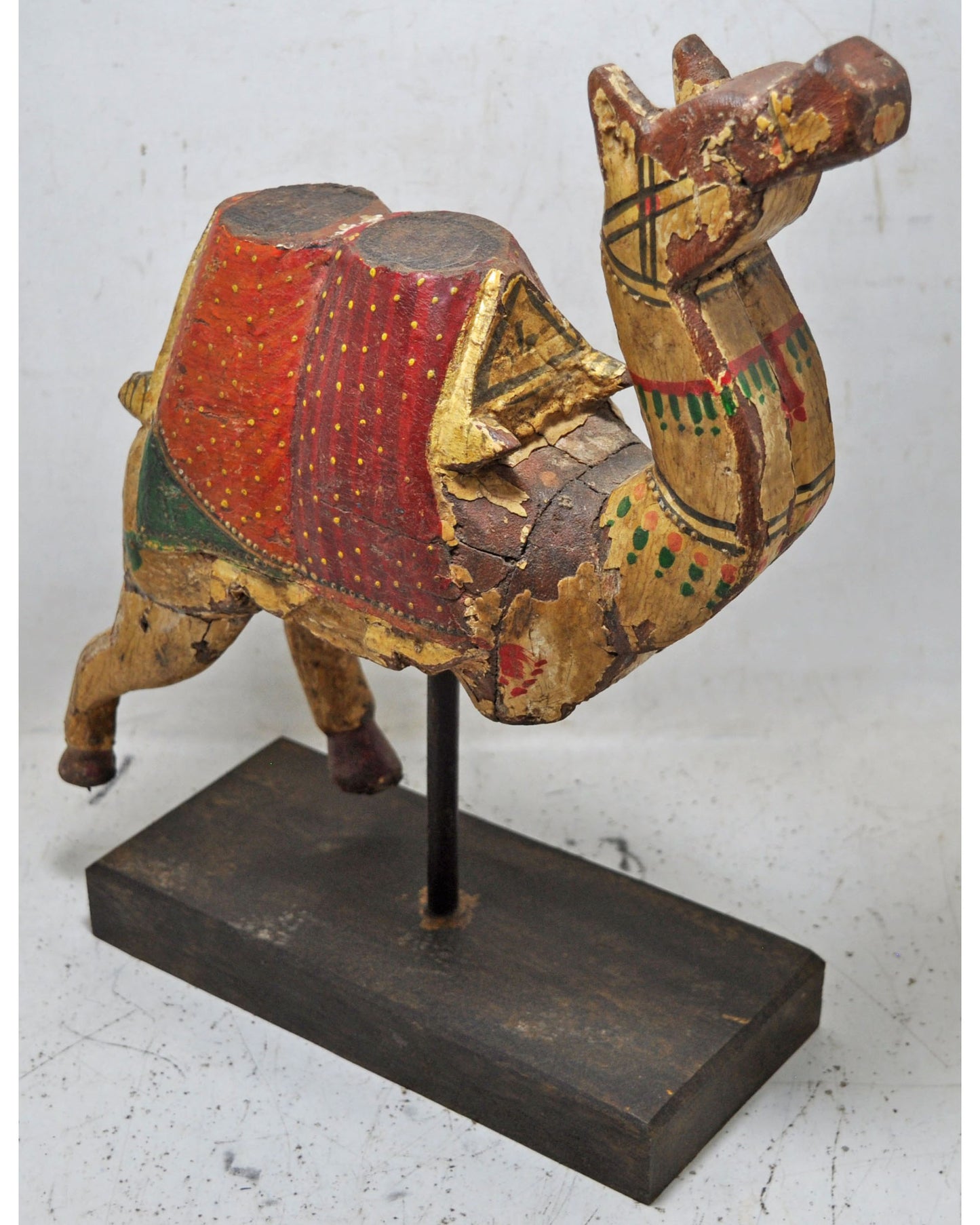 Vintage Wooden Large Camel Figurine Original Old Hand Carved Fine Painted