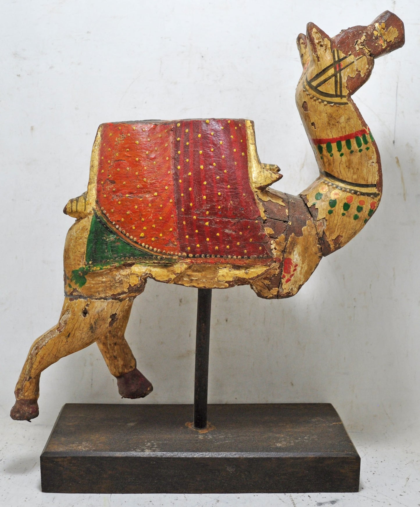 Vintage Wooden Large Camel Figurine Original Old Hand Carved Fine Painted