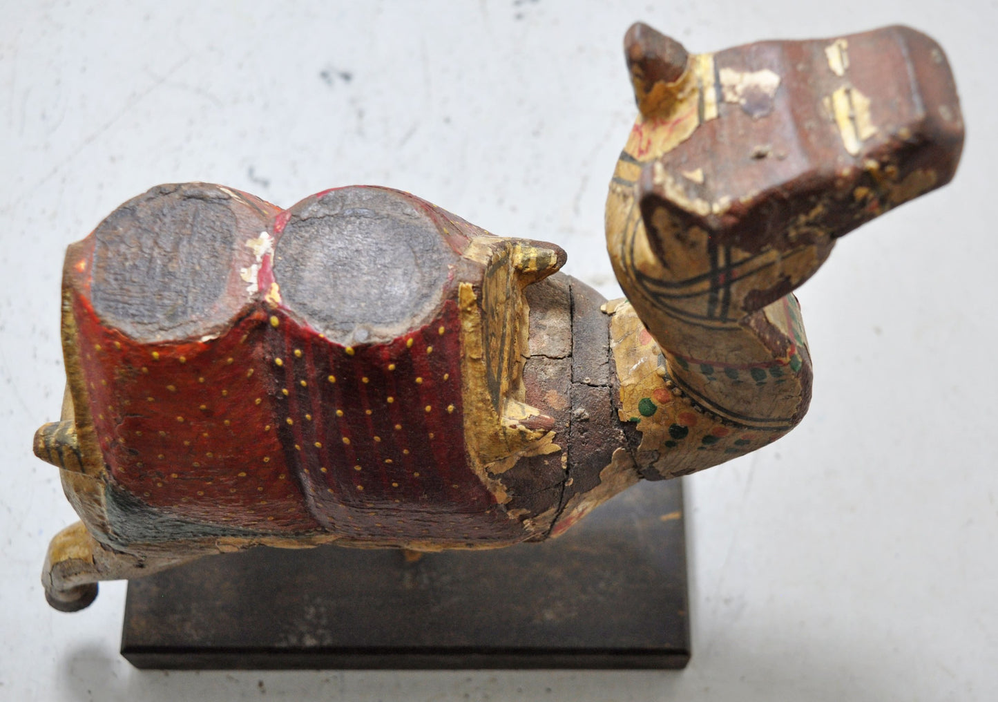 Vintage Wooden Large Camel Figurine Original Old Hand Carved Fine Painted