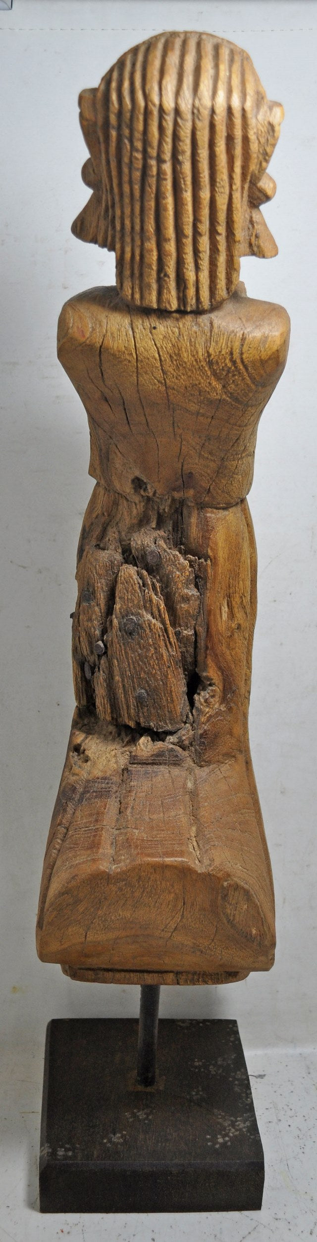 Antique Wooden Large Size Woman Lady Figurine Original Old Fine Hand Carved