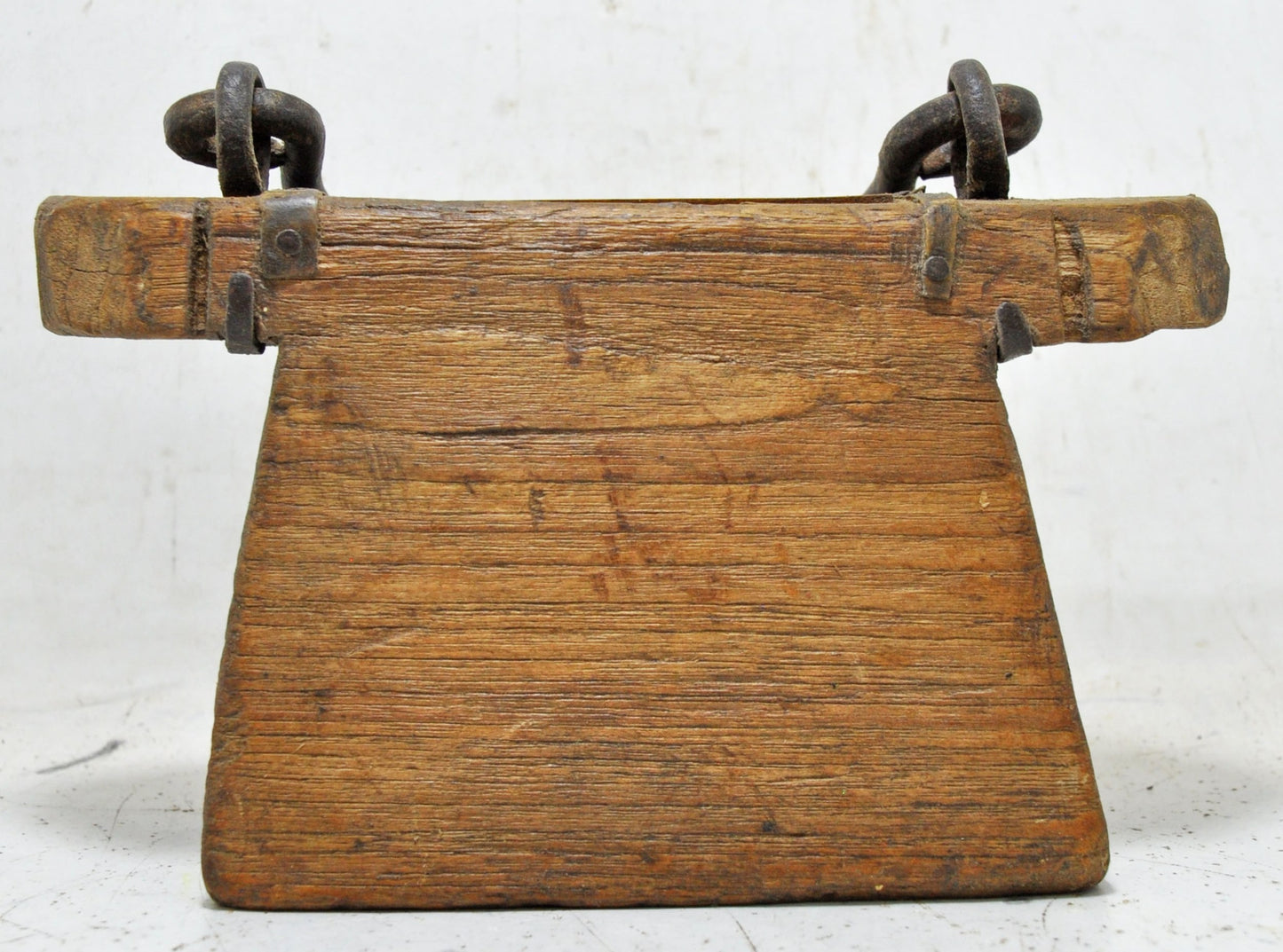 Antique Wooden Lantern Oil Pot Container Original Old Hand Carved