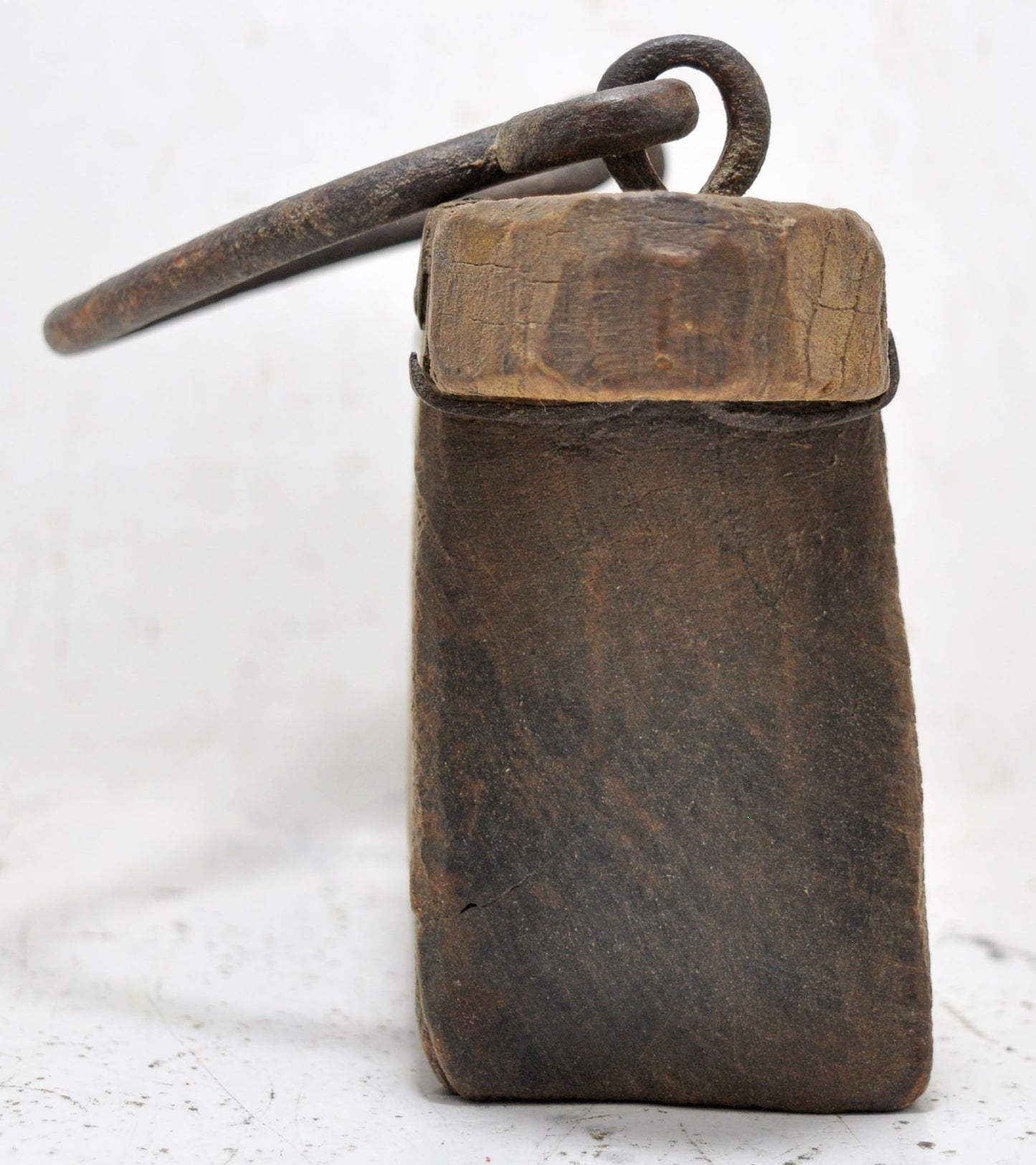 Antique Wooden Lantern Oil Pot Container Original Old Hand Carved
