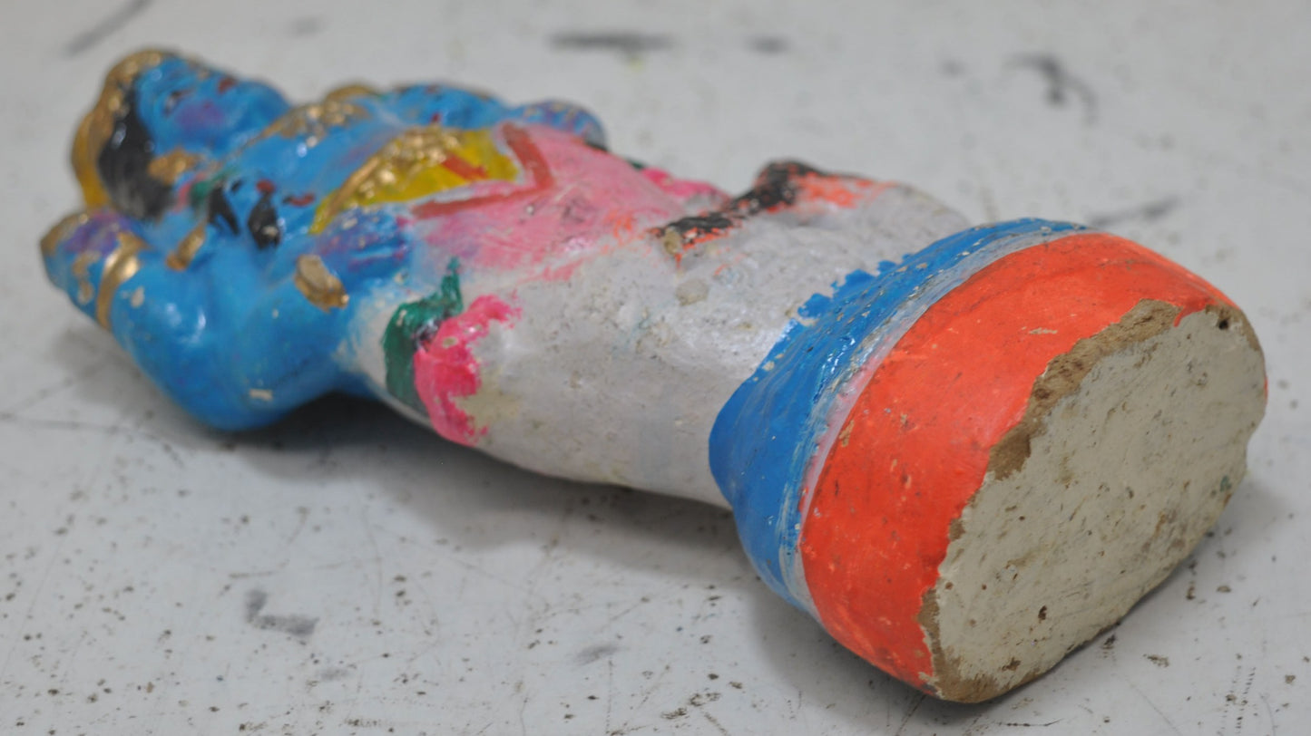 Antique Terracotta God Vishnu Idol Figurine Original Old Hand Crafted Painted