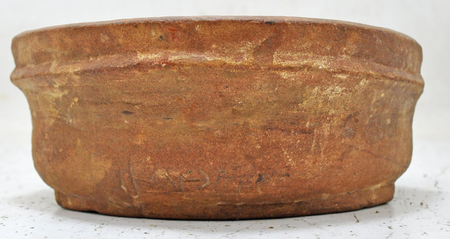 Antique Sand Stone Oval Kharal Bowl Original Old Hand Carved