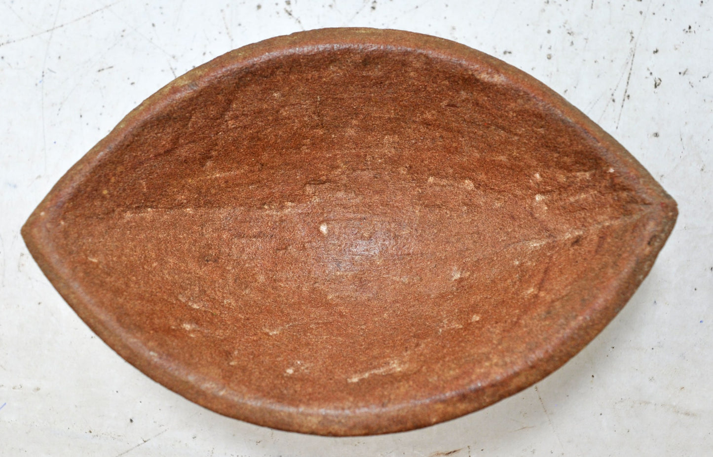 Antique Sand Stone Oval Kharal Bowl Original Old Hand Carved