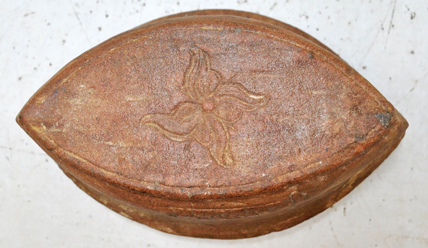Antique Sand Stone Oval Kharal Bowl Original Old Hand Carved