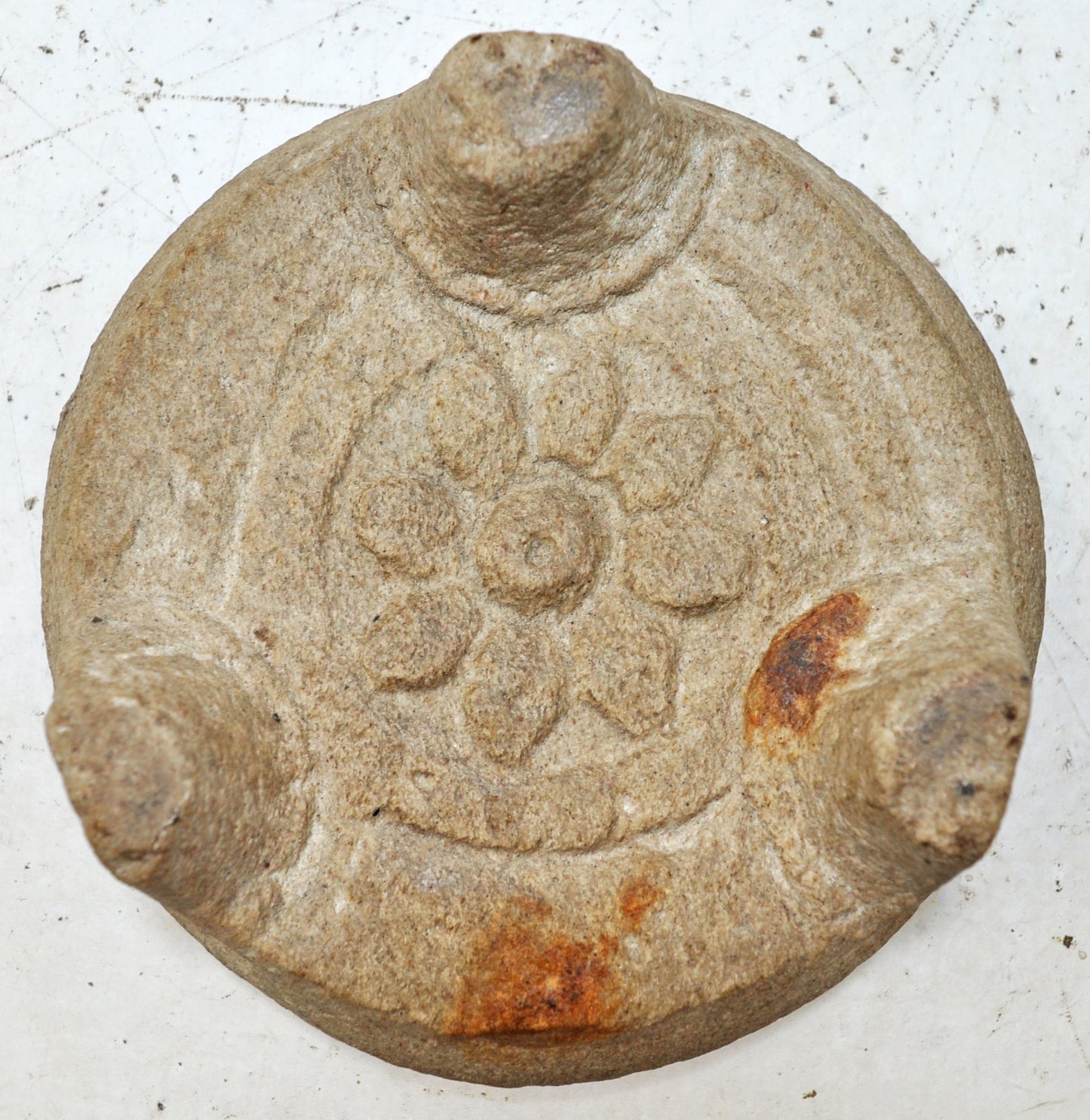 Antique Sand Stone Round Saffron Grinding Plate Original Old Hand Carved