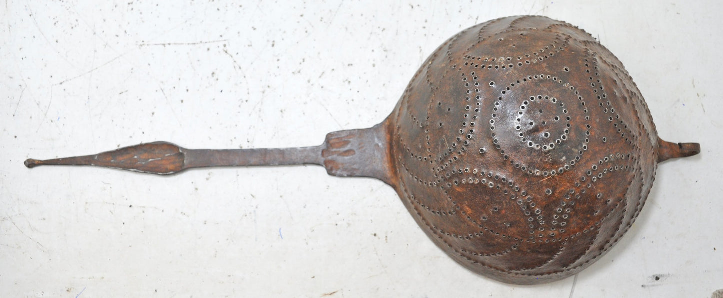 Antique Iron Kitchenware Frying Spoon Original Old Hand Crafted Engraved