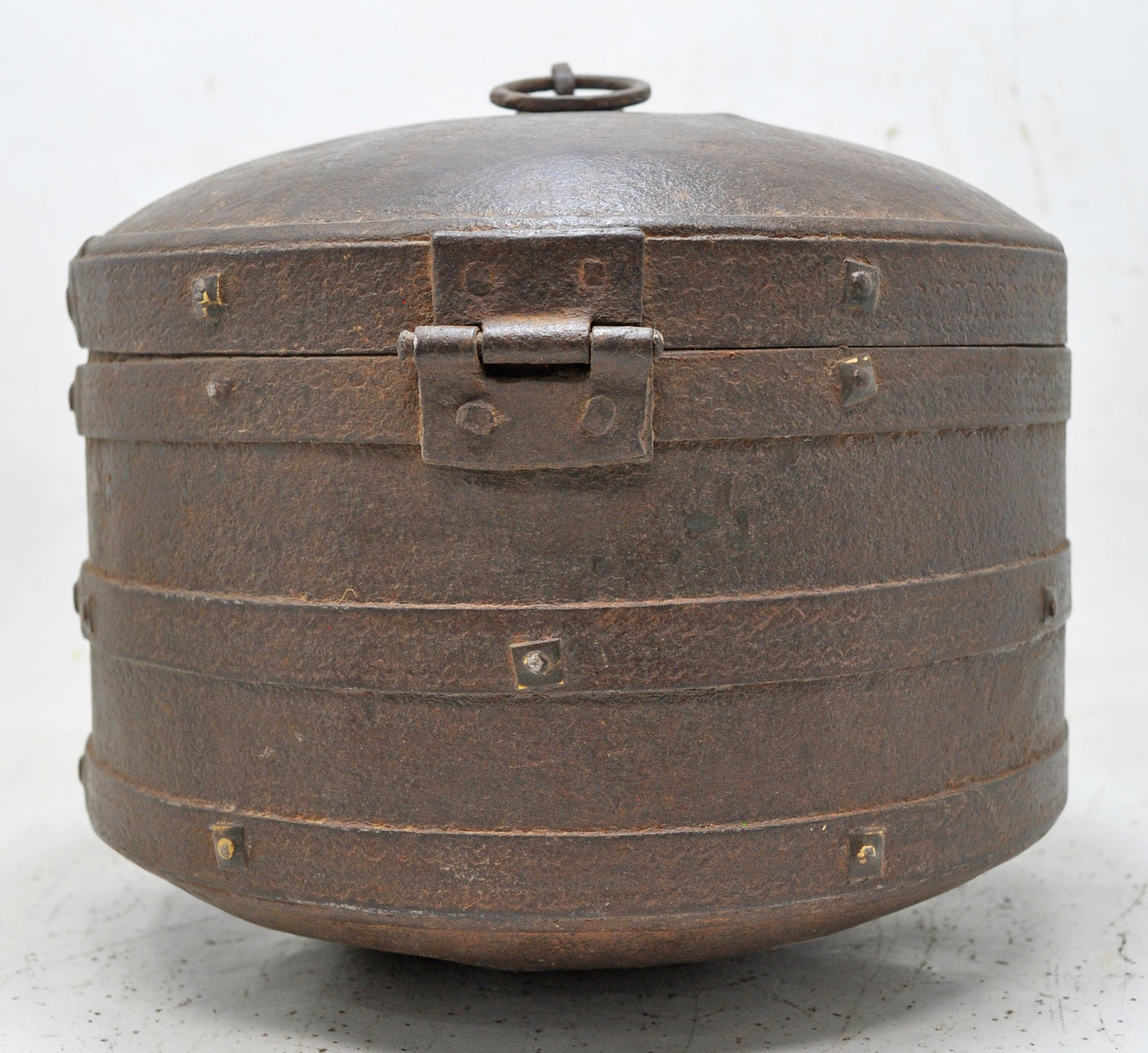 Antique Iron Kitchenware Round Grains Box Original Old Hand Crafted