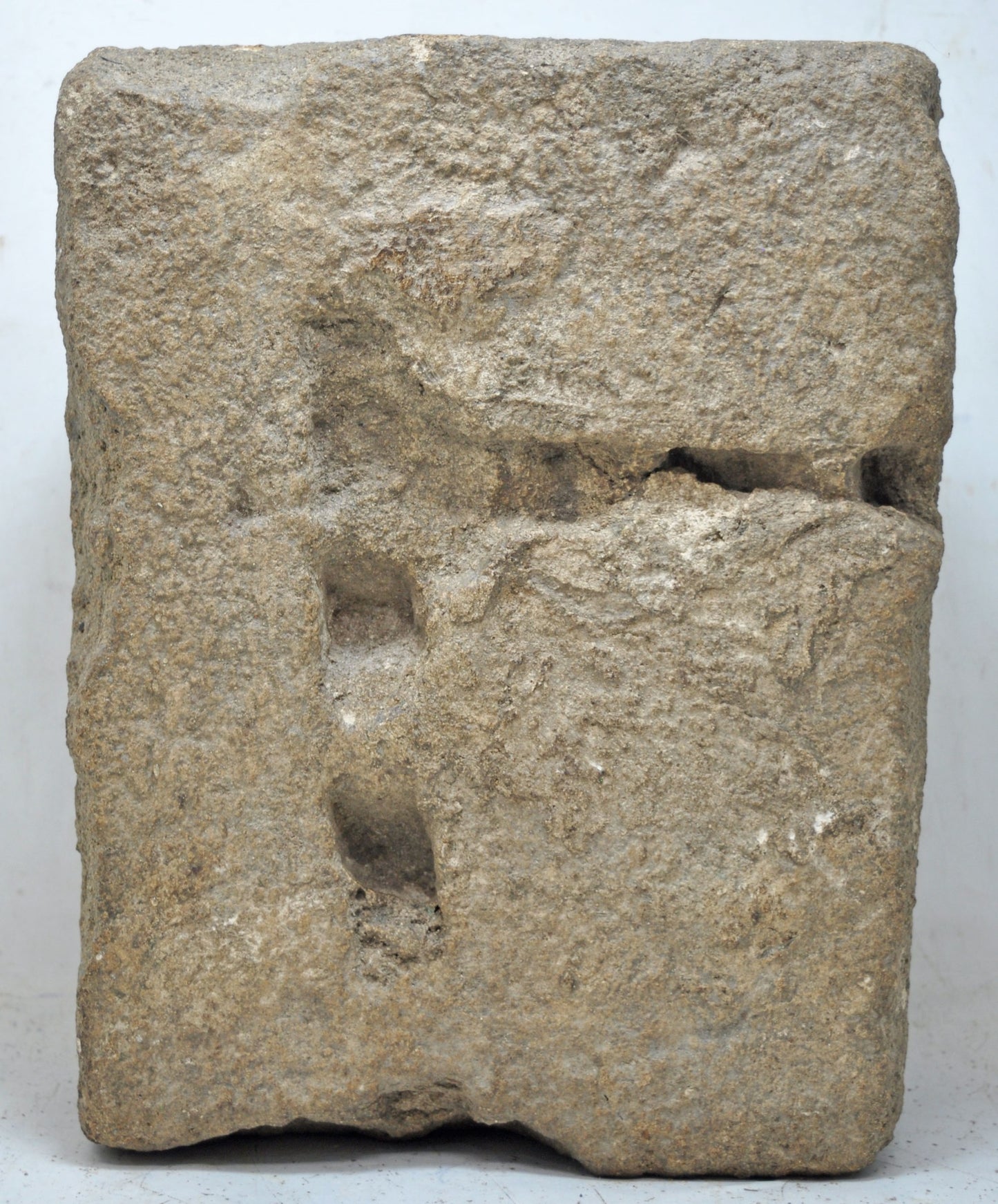 Antique Sand Stone Wall Arch Shelf Alcove Heavy Solid Original Old Hand Carved