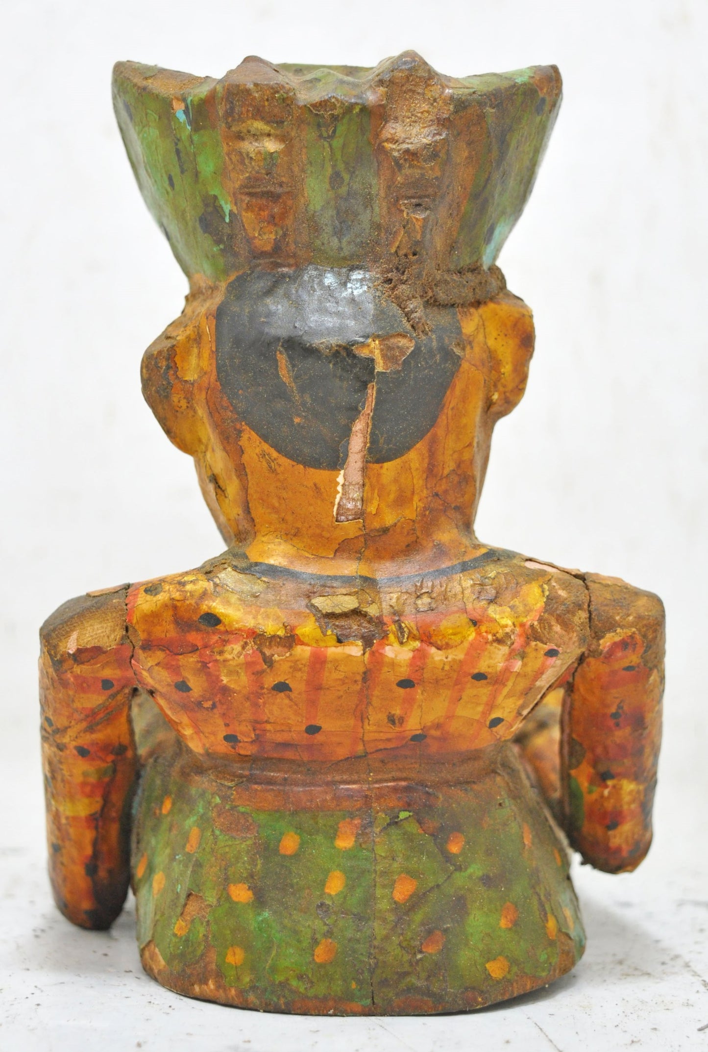 Vintage Wooden Musician Man Figurine Original Old Hand Carved Painted