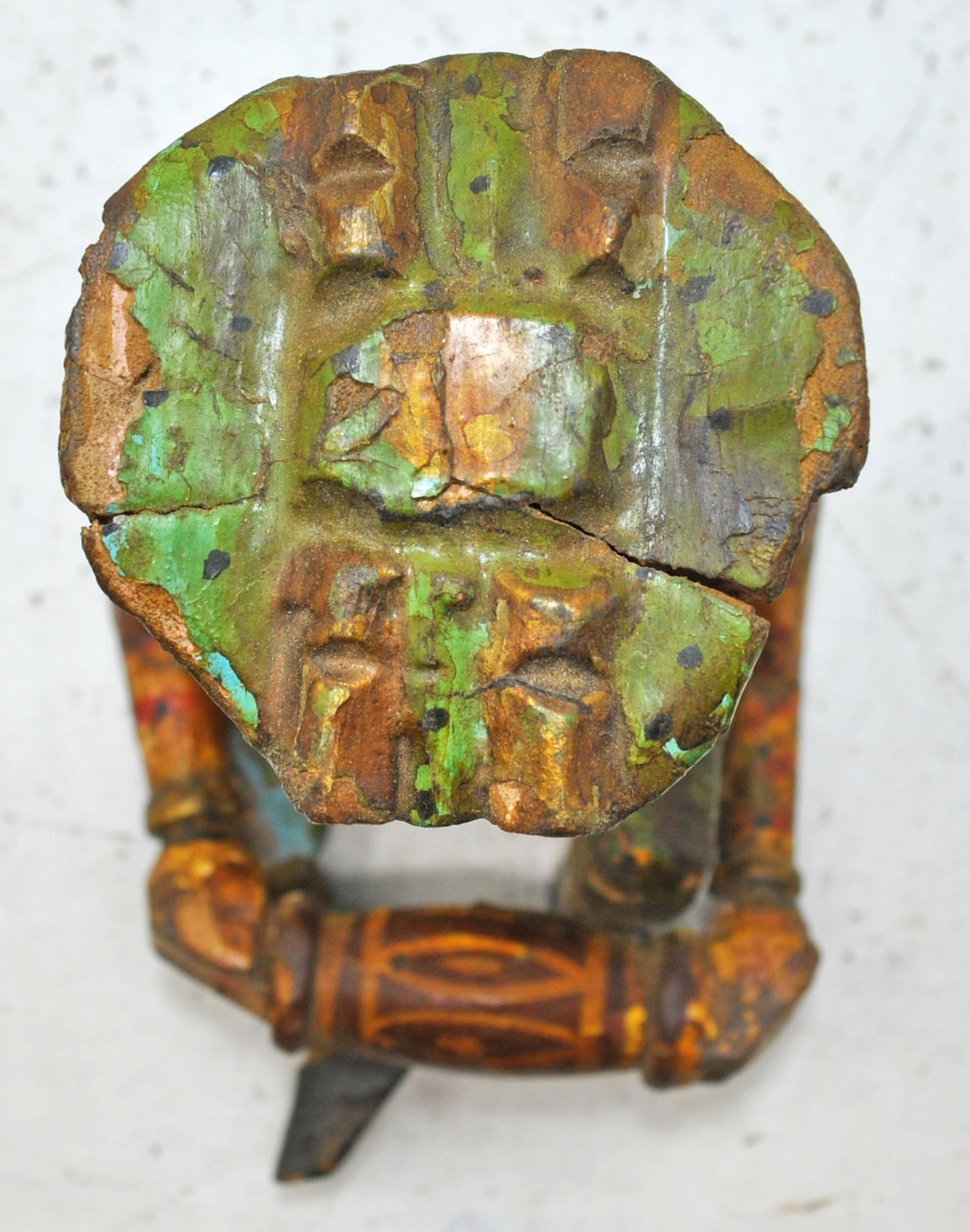 Vintage Wooden Musician Man Figurine Original Old Hand Carved Painted