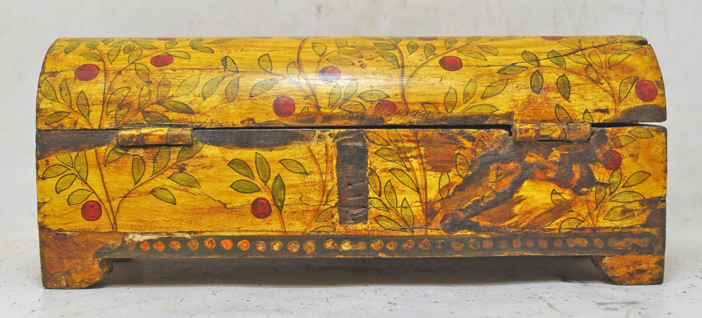 Vintage Wooden Pencil Stationary Box Original Old Hand Crafted Floral Painted