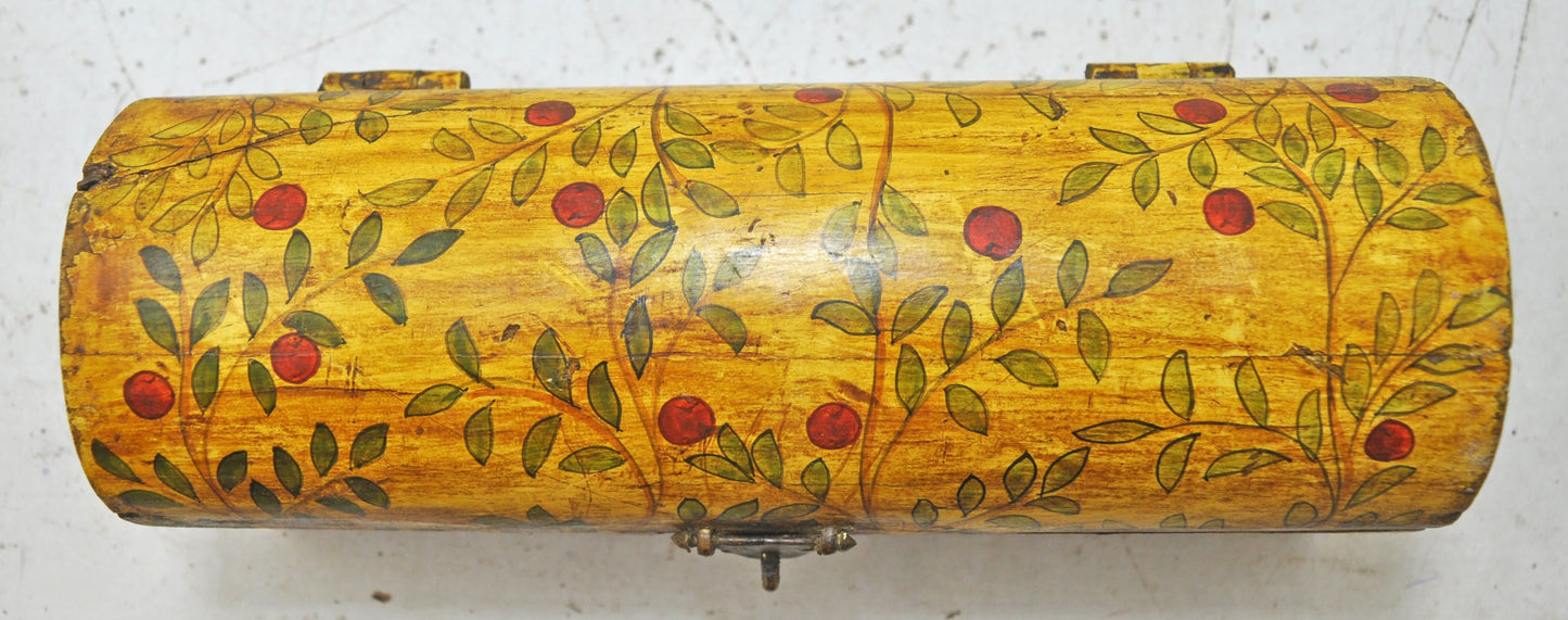 Vintage Wooden Pencil Stationary Box Original Old Hand Crafted Floral Painted
