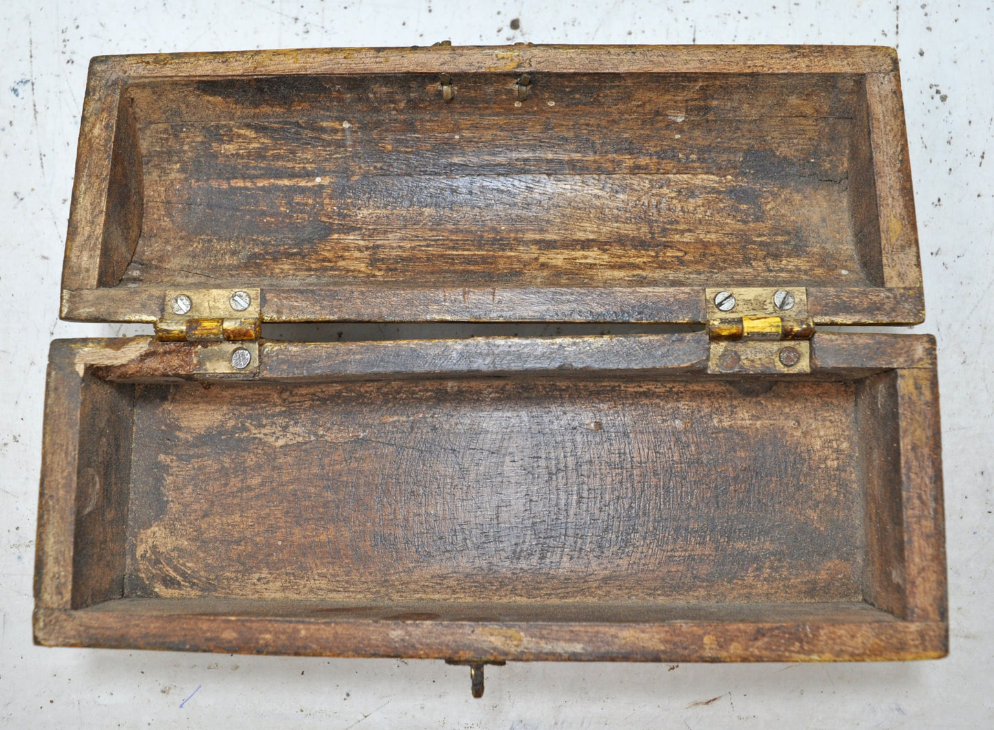 Vintage Wooden Pencil Stationary Box Original Old Hand Crafted Floral Painted