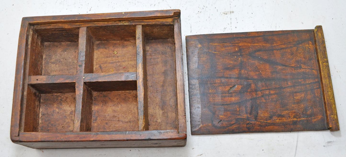 Vintage Wooden Kitchenware Spice Box Original Old Hand Crafted