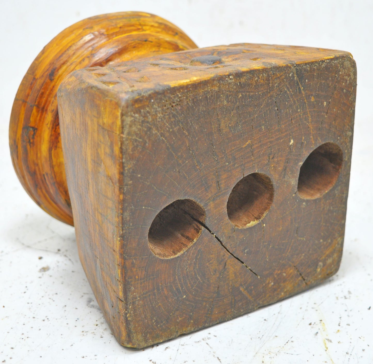 Antique Wooden Agricultural Seed Holder Bijni Original Old Hand Carved