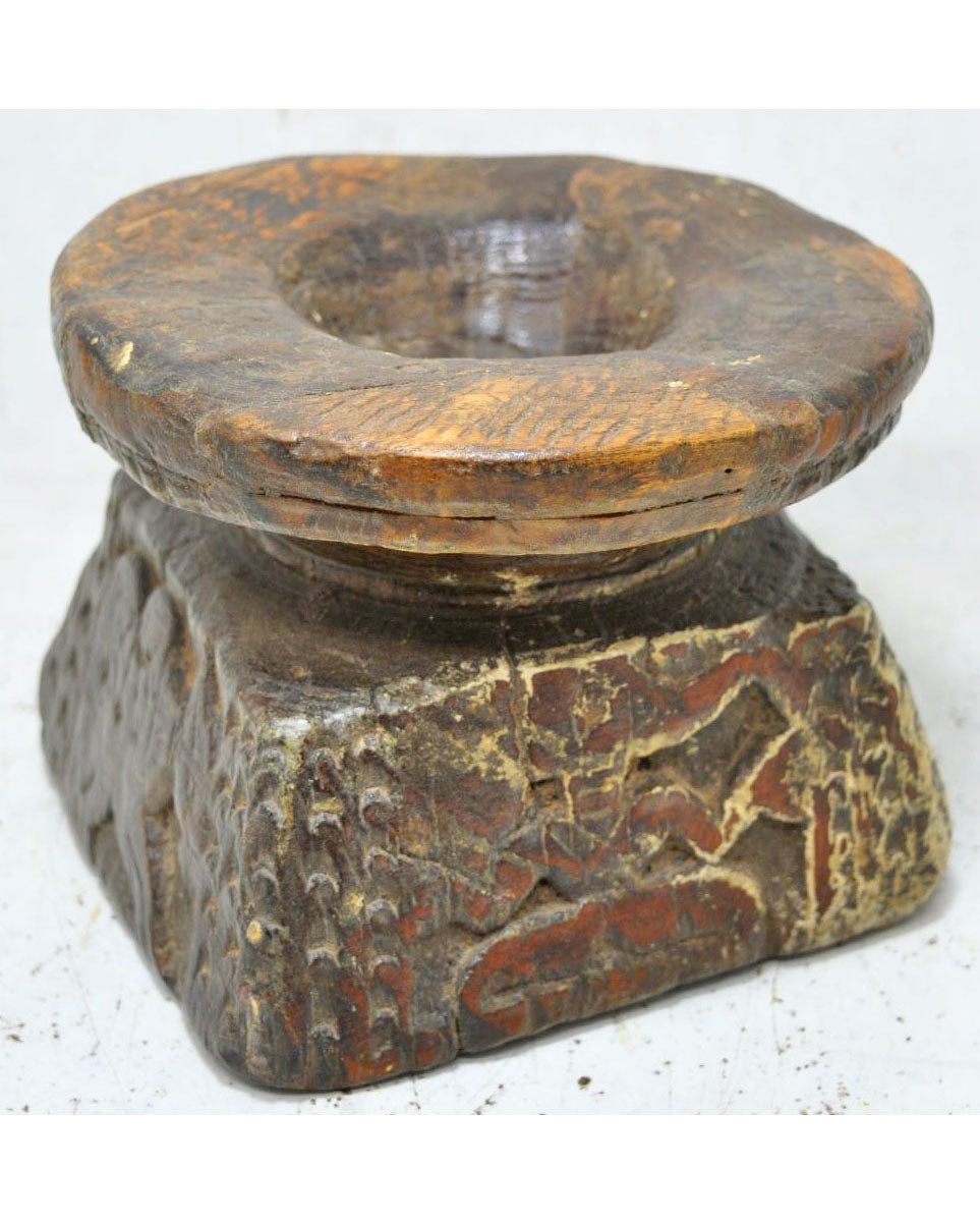 Antique Wooden Agricultural Seed Holder Bijni Original Old Hand Carved