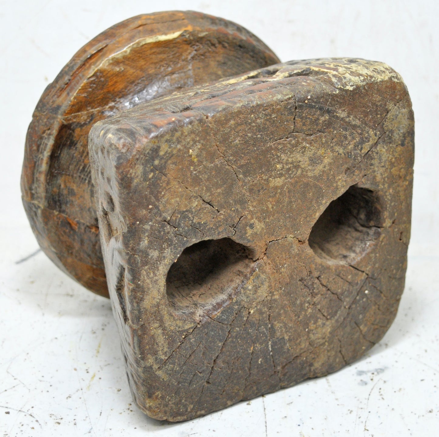 Antique Wooden Agricultural Seed Holder Bijni Original Old Hand Carved