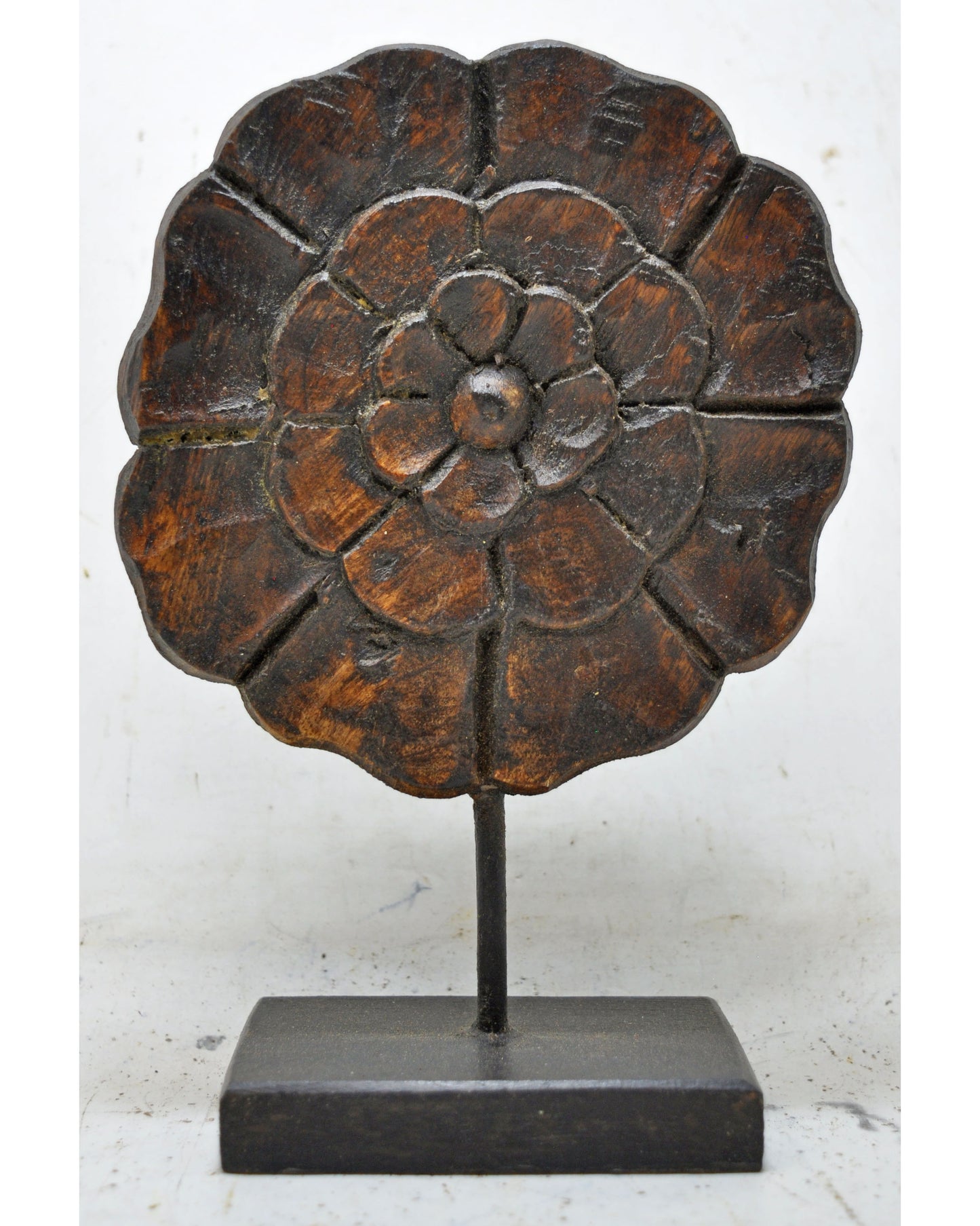 Antique Wooden Flower Carving Panel Plaque Original Old Hand Carved