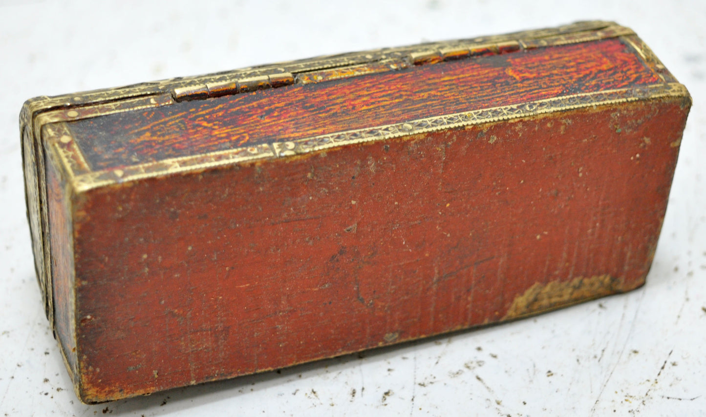 Vintage Wooden Pencil Stationary Box Original Old Hand Crafted Brass Fitted