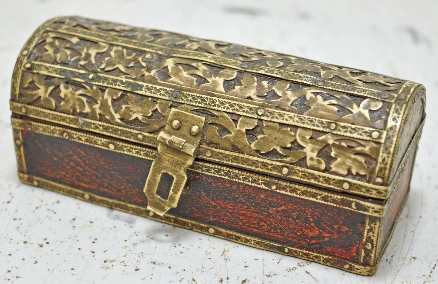 Vintage Wooden Pencil Stationary Box Original Old Hand Crafted Brass Fitted