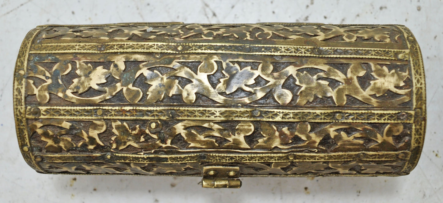 Vintage Wooden Pencil Stationary Box Original Old Hand Crafted Brass Fitted