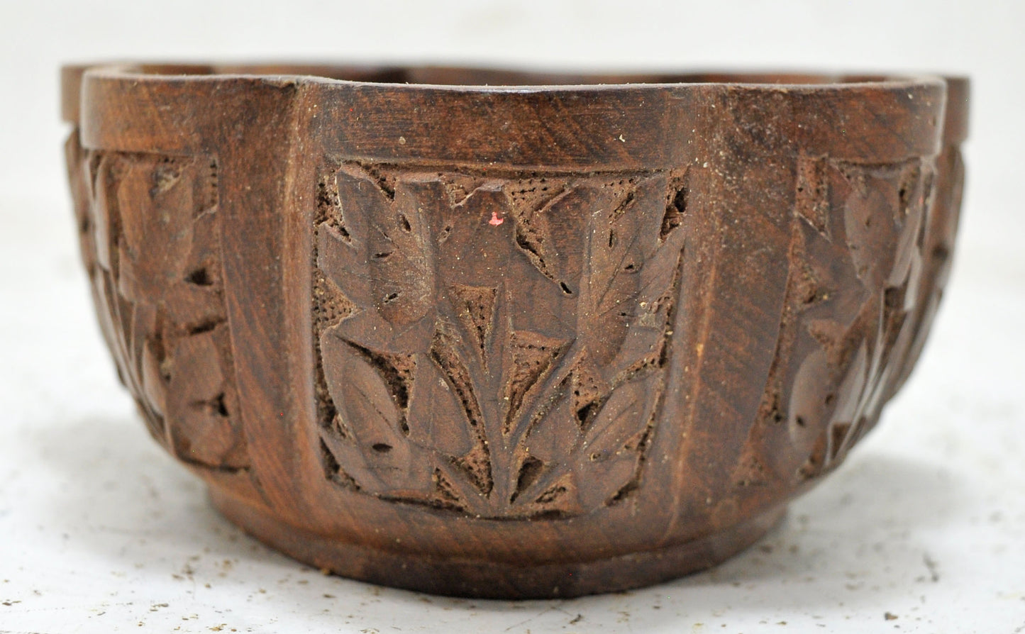 Antique Wooden Small Flower Shaped Bowl Original Old Hand Crafted Carved