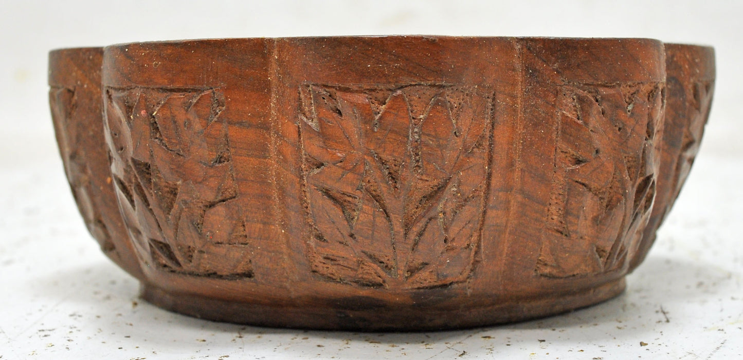 Antique Wooden Small Flower Shaped Bowl Original Old Hand Crafted Carved