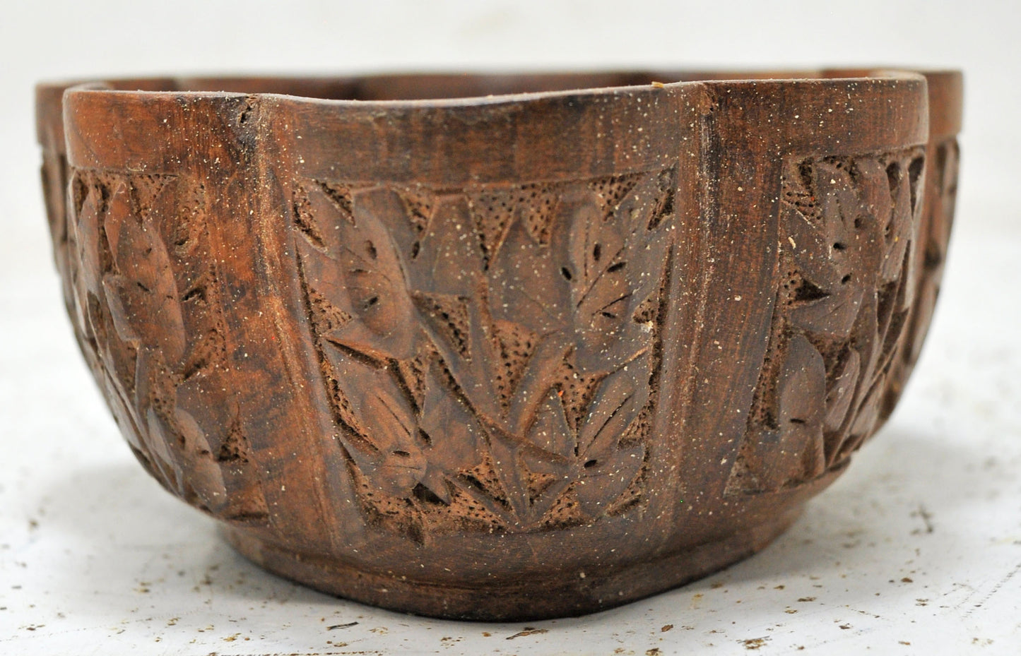 Antique Wooden Small Flower Shaped Bowl Original Old Hand Crafted Carved