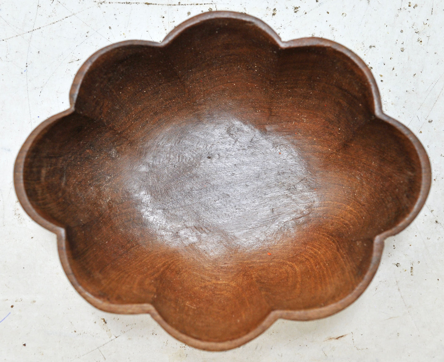 Antique Wooden Small Flower Shaped Bowl Original Old Hand Crafted Carved